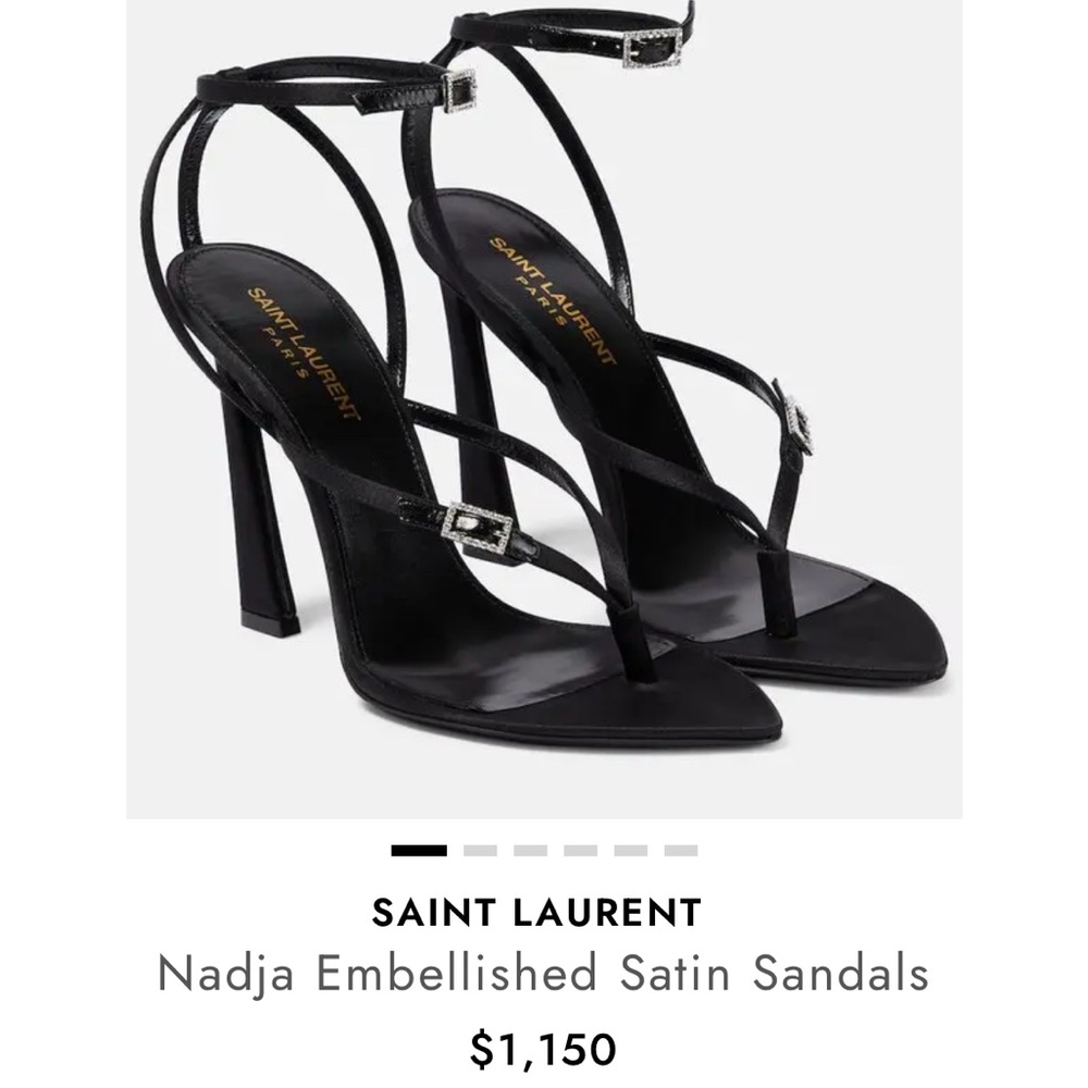 Saint Laurent Black Nadja Embellished Satin Heels